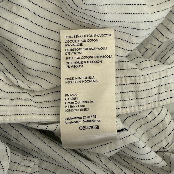 By Anthropologie Shirt Dress M White Striped Preppy Coastal Grandma Beachy Vacay - Picture 11 of 12